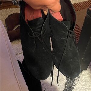 CROCS Black Suede Lace-Up Ankle Booties